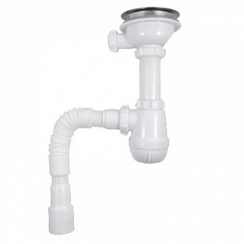 B0144 Сифон для мойки 3 1/2" х 40 с гибкой трубой 40х40/50 белый