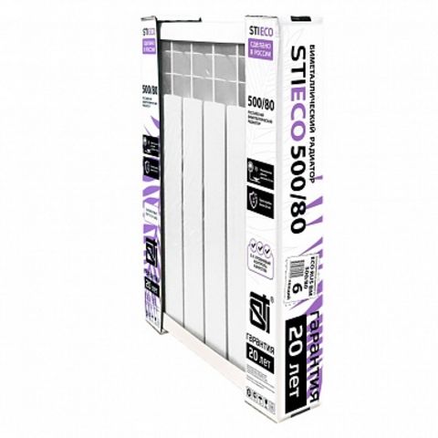 Биметаллический радиатор STI ECO RUS BM 500/80 6 сек.