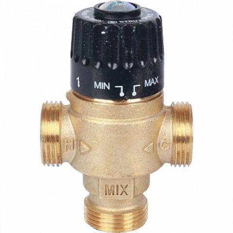 Термостатический смесительный клапан для систем отопления и ГВС STOUT 3/4" НР 30-65°С KV 2,3 SVM-012