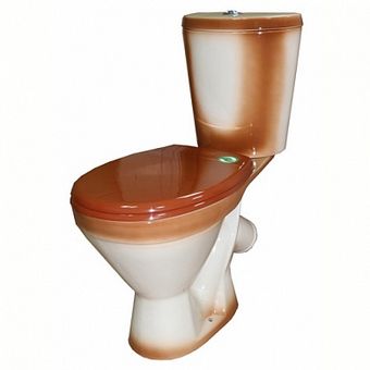  Унитаз-компакт Rosa Элегант коричневый (арматура и сиденье, косой выпуск) 