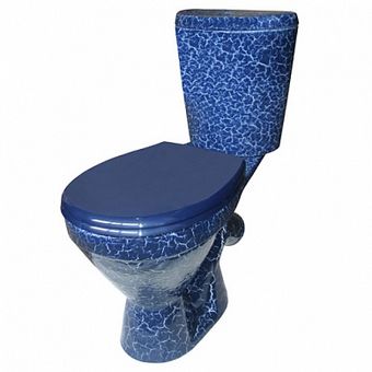  Унитаз-компакт Rosa Элегант синий кракелюр (арматура и сиденье, косой выпуск) 