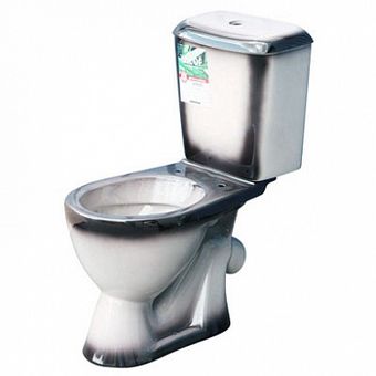  Унитаз-компакт Rosa Лира черный (арматура и сиденье, косой выпуск) 