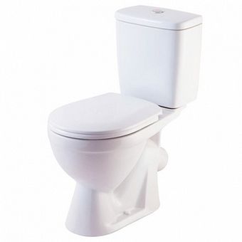  Унитаз-компакт Rosa Лира Люкс белый, микролифт (арматура и сиденье, косой выпуск) 