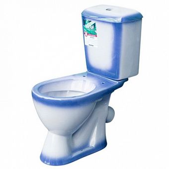  Унитаз-компакт Rosa Лира синий (арматура и сиденье, косой выпуск) 