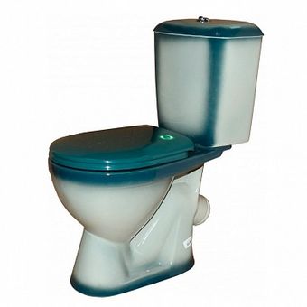  Унитаз-компакт Rosa Лира зеленый (арматура и сиденье, косой выпуск) 