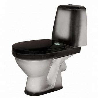  Унитаз-компакт Rosa Премьер черный декор (арматура и сиденье, горизонт. выпуск) 