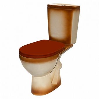  Унитаз-компакт Rosa Рио коричневый (арматура и сиденье, горизонт. выпуск) 