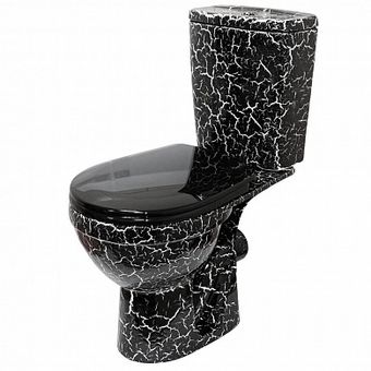  Унитаз-компакт Rosa Рио (Соло) черный кракелюр (арматура и сиденье, горизонт. выпуск) 