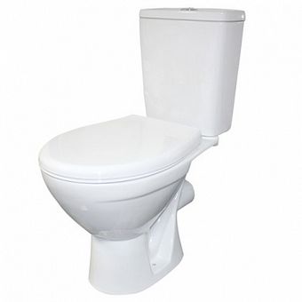  Унитаз-компакт Rosa Соло Люкс белый, микролифт (арматура и сиденье, горизонт. выпуск) 