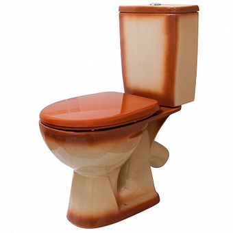  Унитаз-компакт Rosa Уют коричневый декор (арматура и сиденье, косой выпуск) 